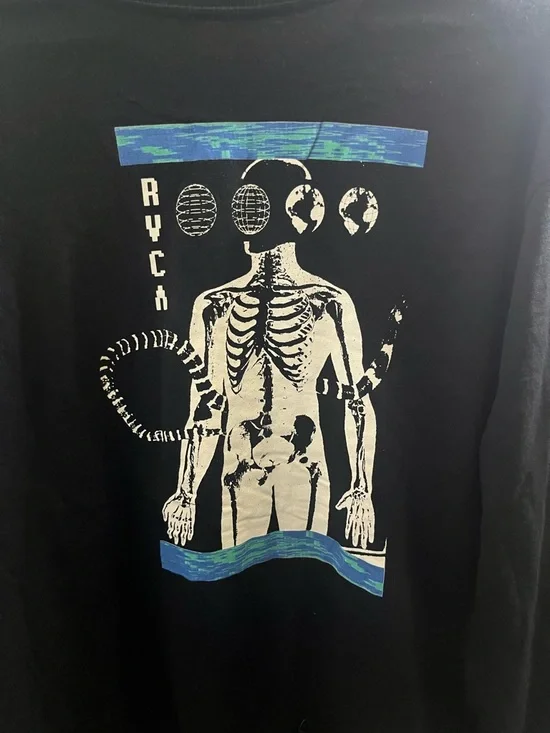 RVCA Black Long-Sleeve Graphic Tee with White Sleeve Motifs - Picture 7 of 8